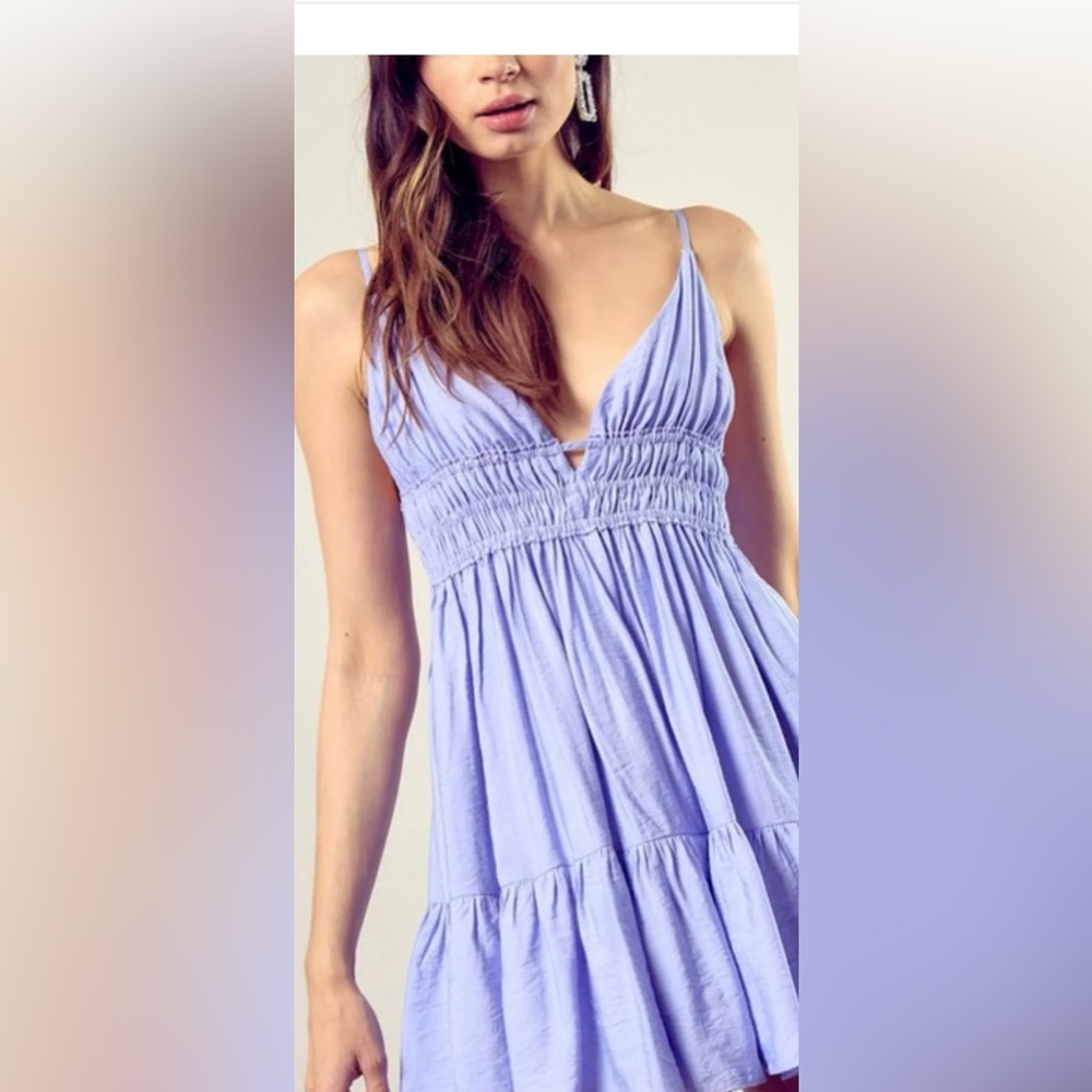 Periwinkle, crinkle, fit & flare dress